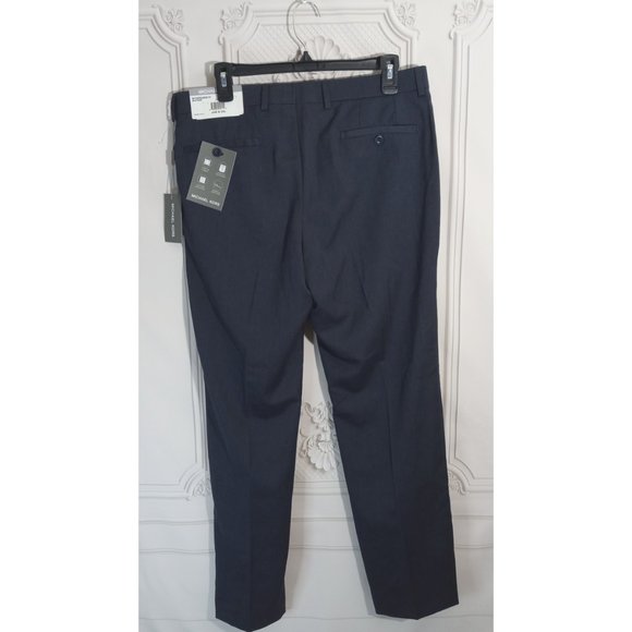 NWT Michael Kors Dark Blue Matisse Dress Trouser Pants Flat Front 34X30 - Picture 3 of 7